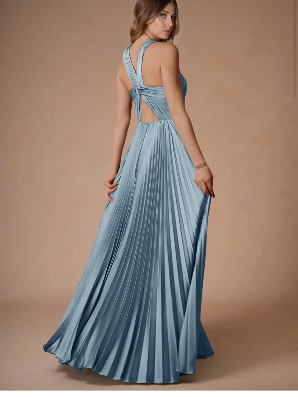 NWT Teresa Powder Blue Maxi Dress Azazie - Picture 2 of 4